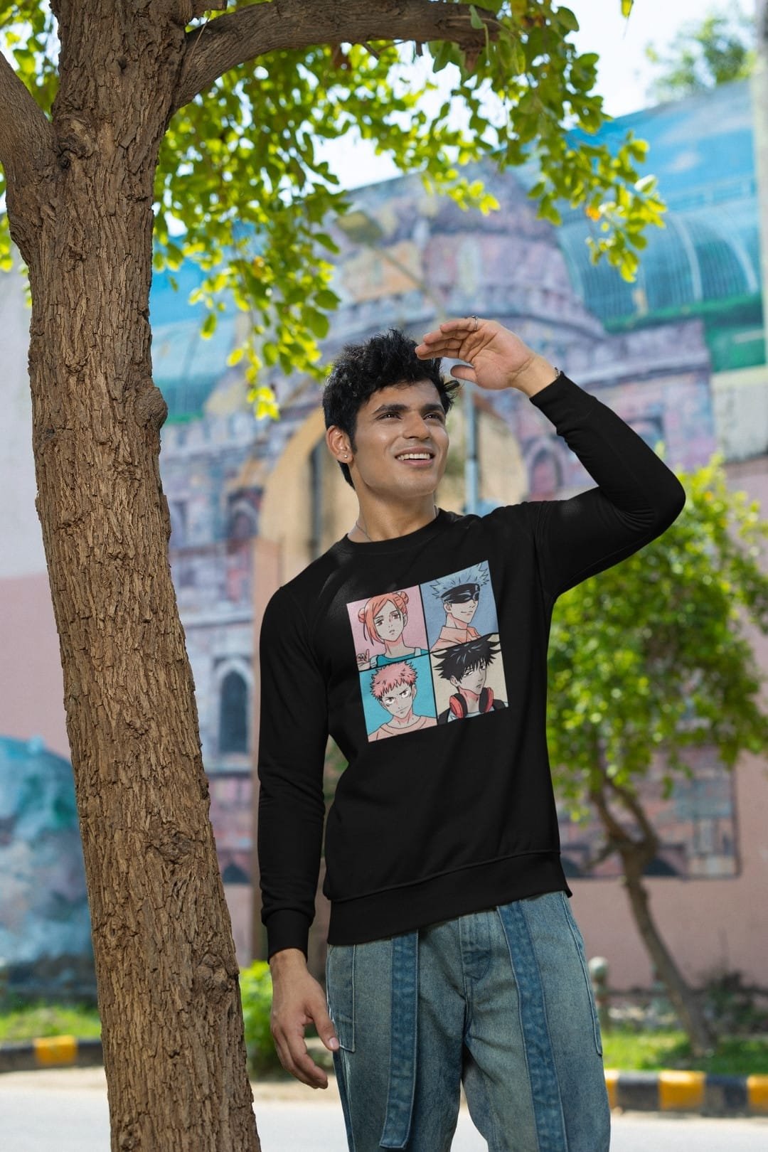Jujutsu Kaisen Sweatshirt – 100% Cotton, Bio-Washed Black Sweatshirt by dudle