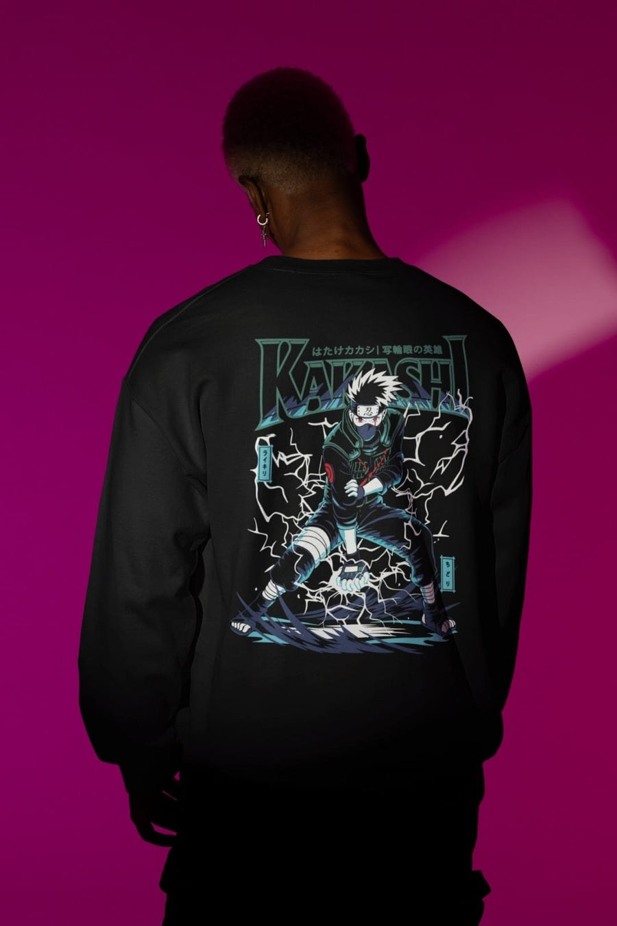 Kakashi Hatake Sweatshirt – 100% Cotton, Bio-Washed Black Sharingan Print Sweatshirt  by dudle