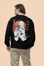 Sukuna Sweatshirt – Jujutsu Kaisen Print, 100% Cotton, Bio-Washed Black Color Sweatshirt  by dudle