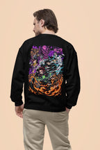 Demon Slayer Sweatshirt – Tanjiro & Muichiro Print, 100% Cotton, Black Unisex Regular Fit, Bio-Washed by dudle