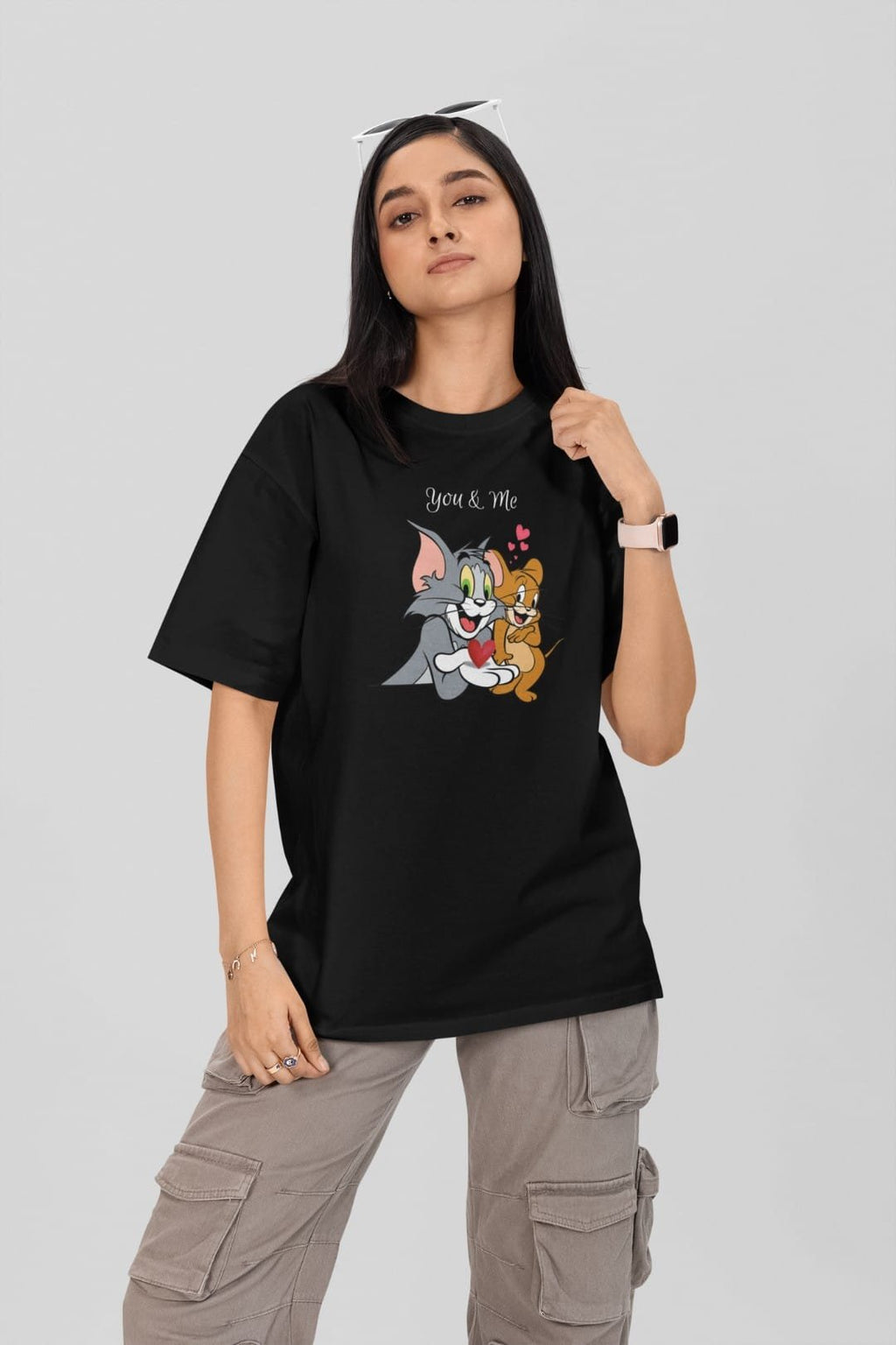 Black Tom and Jerry Oversized Tshirt
