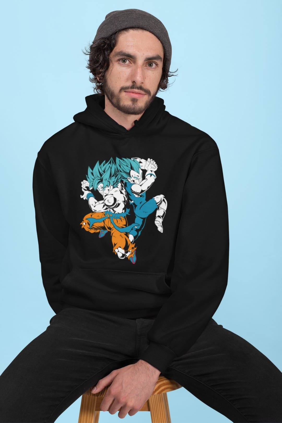 Goku & Vegeta Blue Saiyan Hooded Sweatshirt – Black