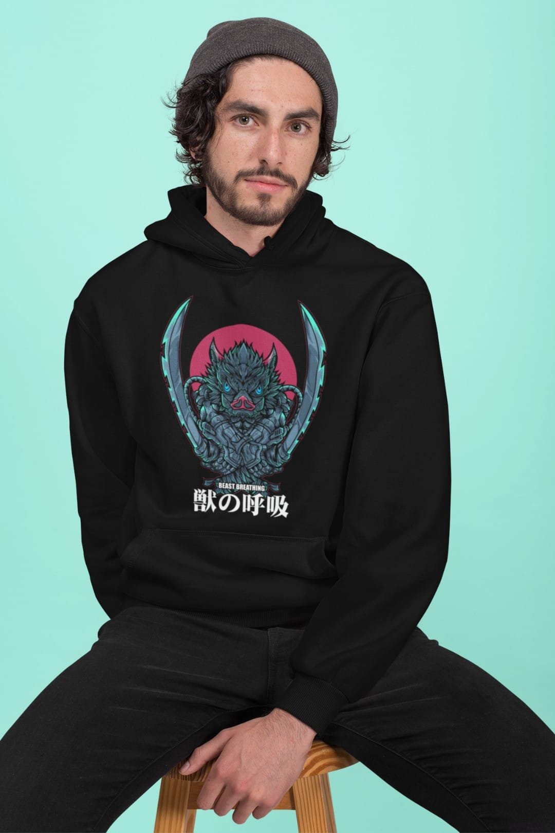 Inosuke Hooded Sweatshirt – Black & White