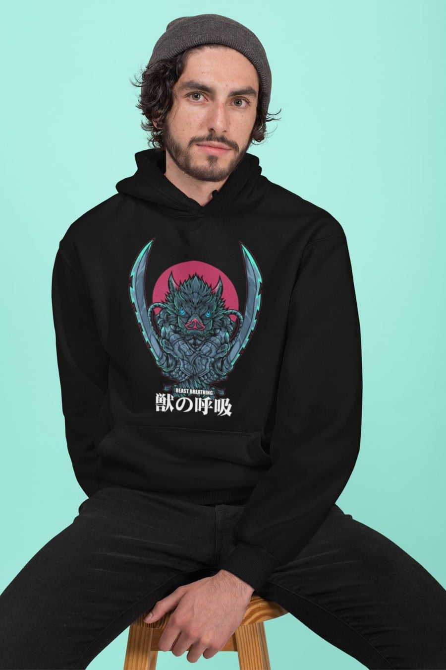 Inosuke Hooded Sweatshirt – Black & White