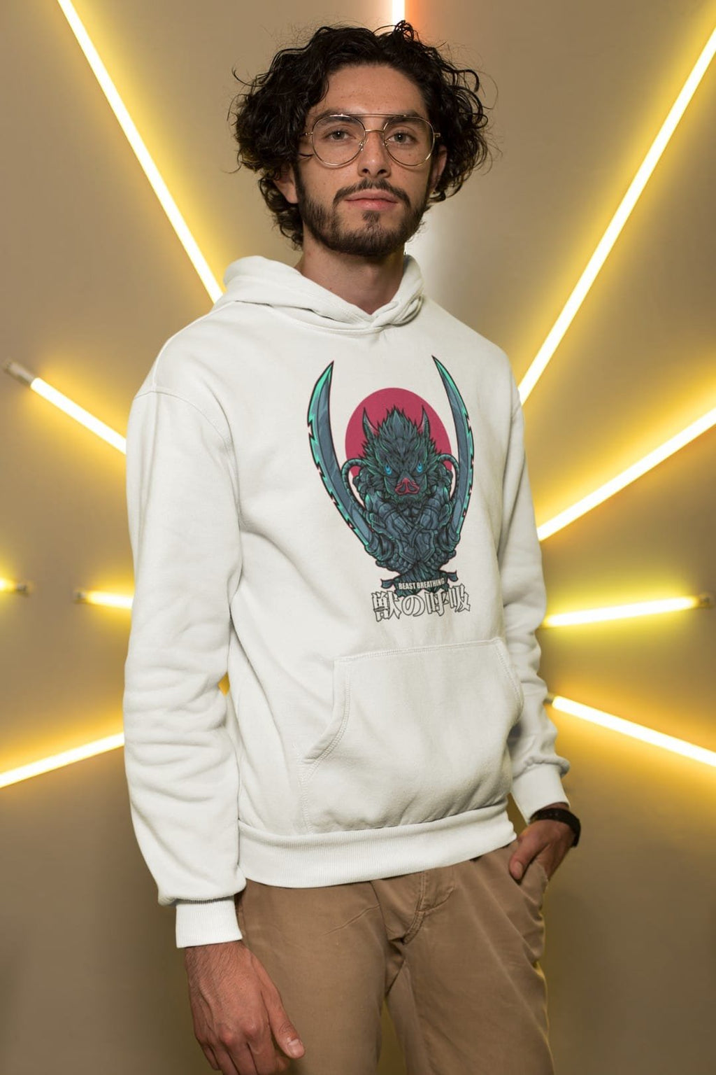 Inosuke Hooded Sweatshirt – Black & White
