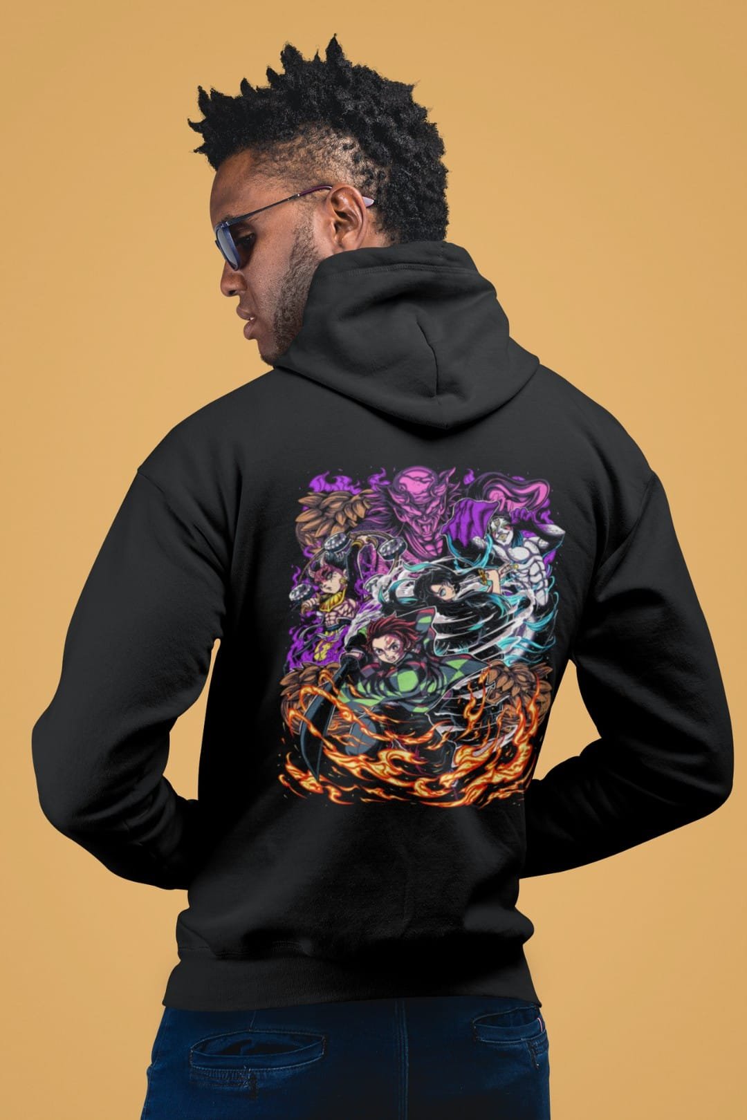 Tanjiro & Muichiro Hooded Sweatshirt – Black