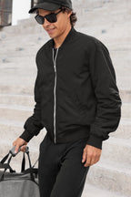 Unisex Black Color Bomber Jacket