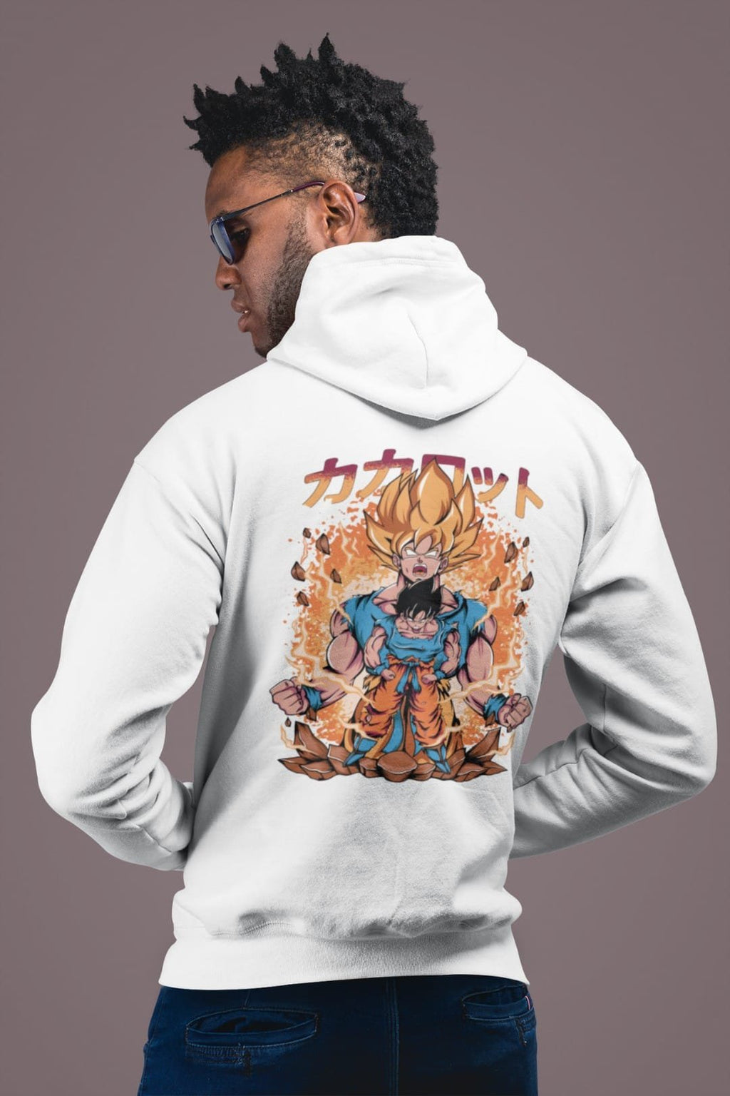 Goku Super Saiyan & Kid Goku Hooded Sweatshirt – White