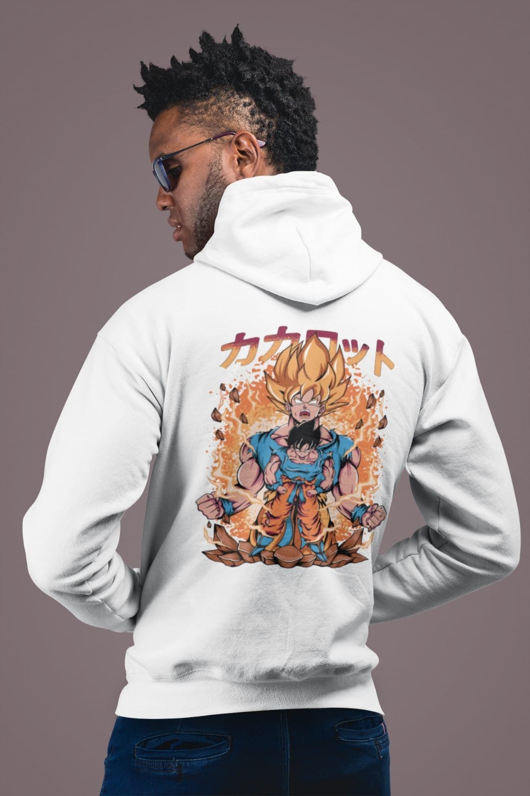 Goku Super Saiyan & Kid Goku Hooded Sweatshirt – White