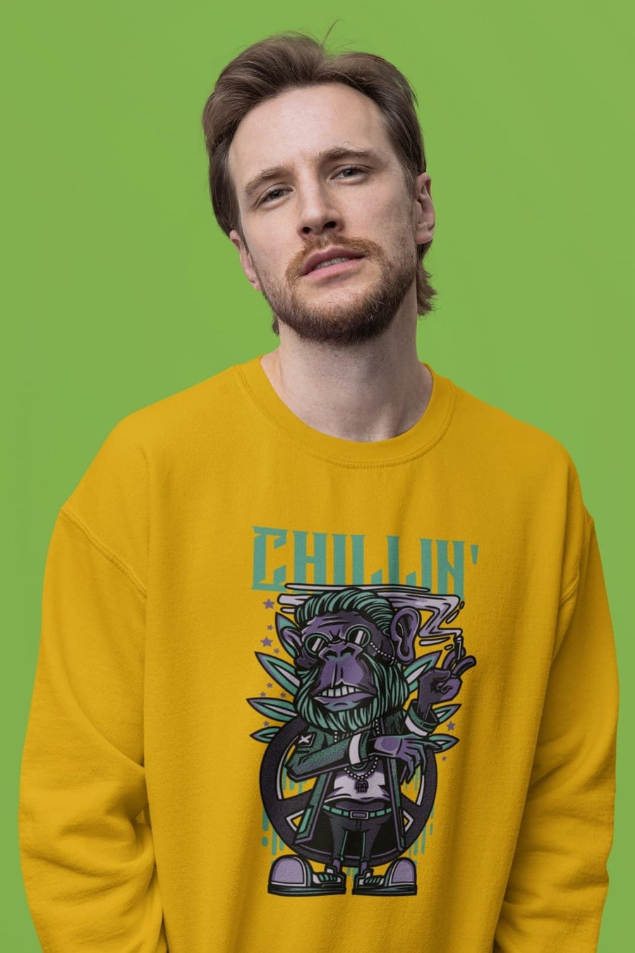 Chilling Monkey Sweatshirt – 100% Cotton, Bio-Washed Premium Sweatshirt by dudle