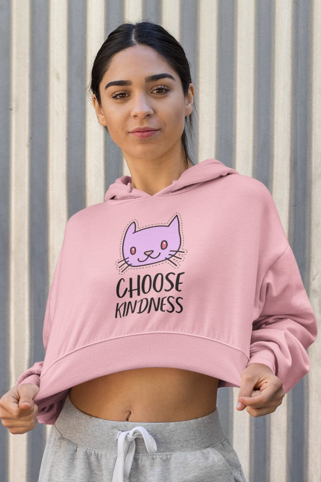 Women’s Cropped Hoodie – Super Combed ‘Choose Kindness’ Crop Hoodie