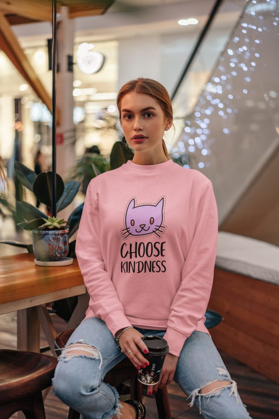 “Choose Kindness” Women’s Sweatshirt – 100% Cotton, Bio-Washed Premium Sweatshirt by dudle