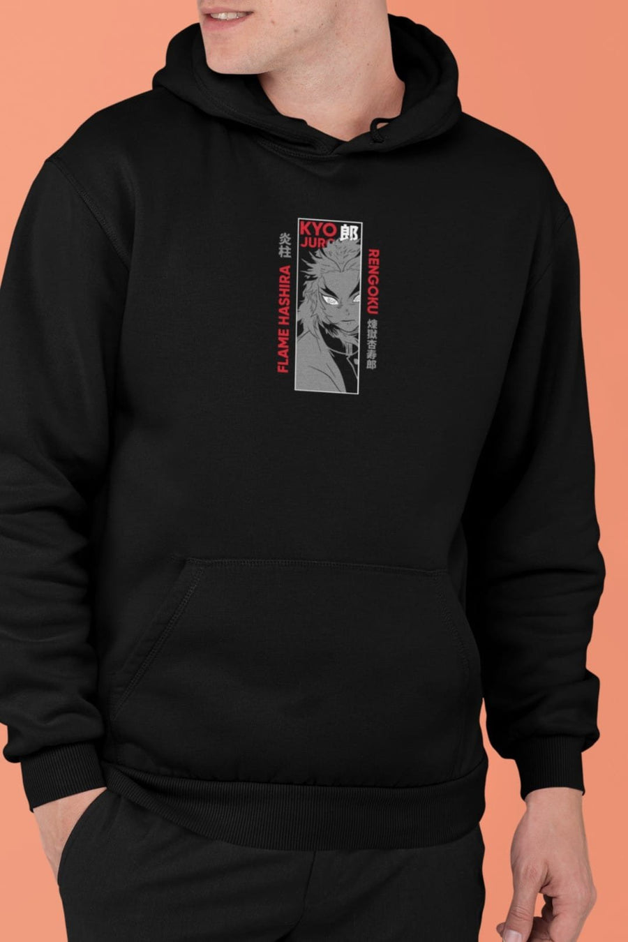 Flame Hashira Rengoku Hooded Sweatshirt – Black