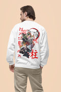 Demon Slayer Sweatshirt – 100% Cotton, Bio-Washed Premium Sweatshirt in White by dudle