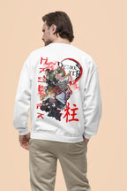 Demon Slayer Sweatshirt – 100% Cotton, Bio-Washed Premium Sweatshirt in White by dudle
