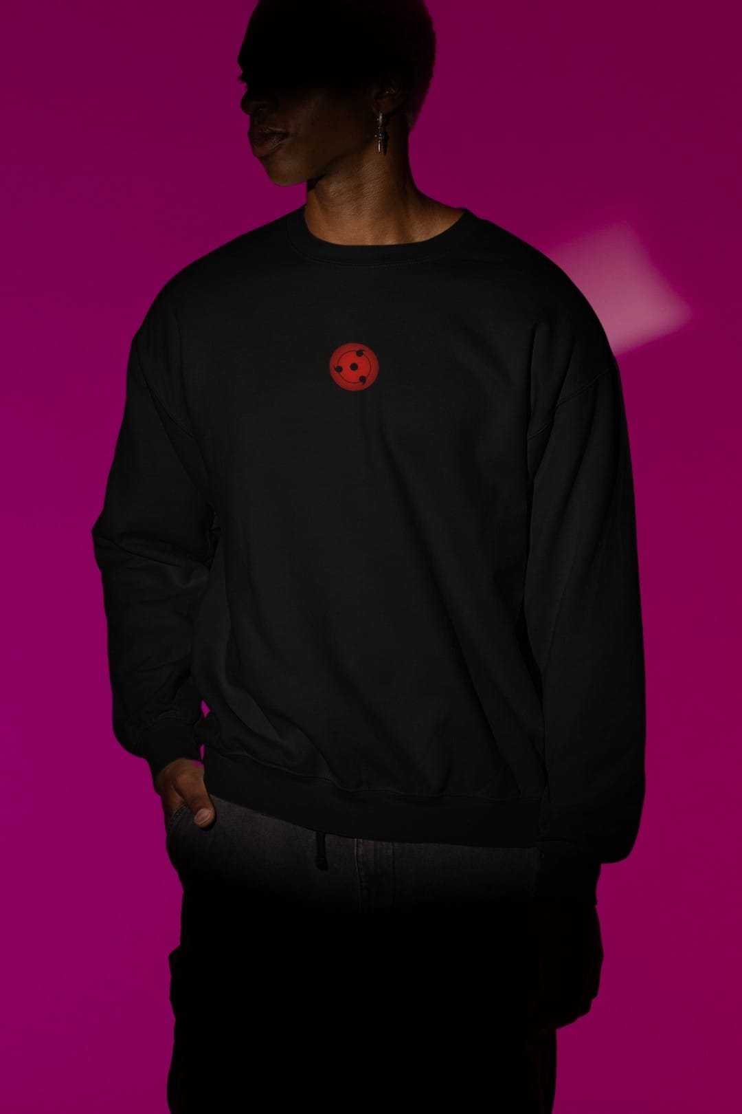 Kakashi Hatake Sweatshirt – 100% Cotton, Bio-Washed Black Sharingan Print Sweatshirt  by dudle