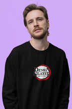 Demon Slayer Sweatshirt – Tanjiro & Muichiro Print, 100% Cotton, Black Unisex Regular Fit, Bio-Washed by dudle