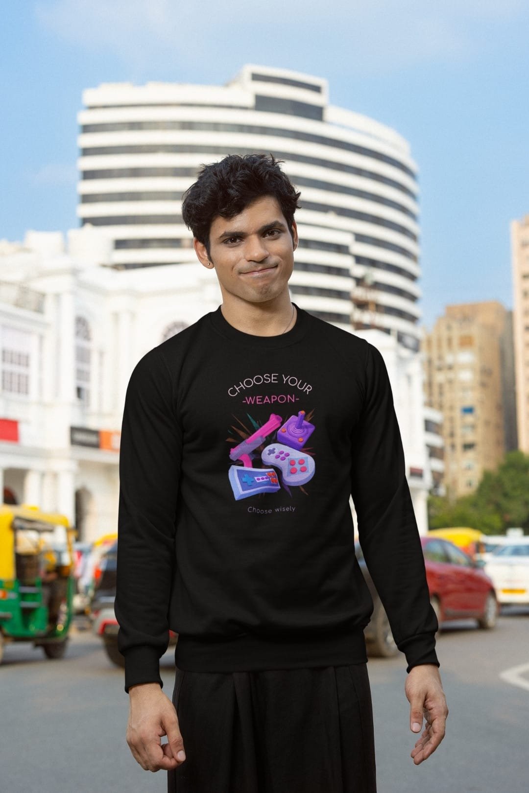 Choose Your Weapon Gaming Sweatshirt – 100% Cotton Bio-washed Black Gamer Apparel