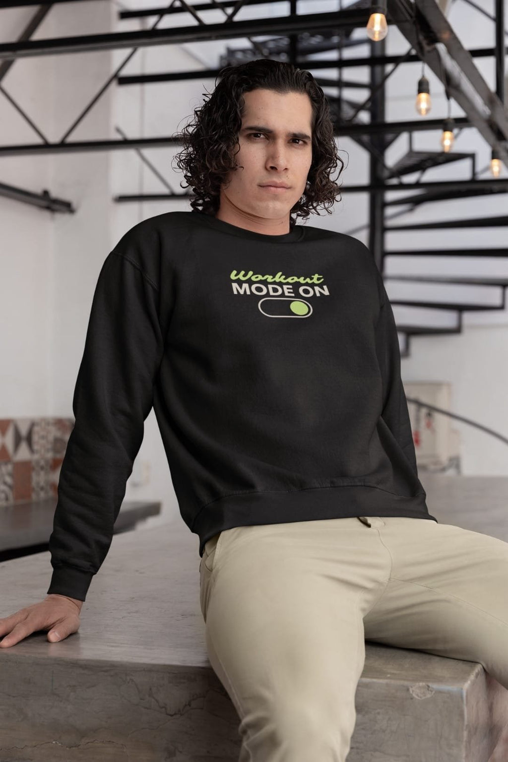 Workout Sweatshirt – 100% Cotton, Bio-Washed Premium Sweatshirt Print by dudle