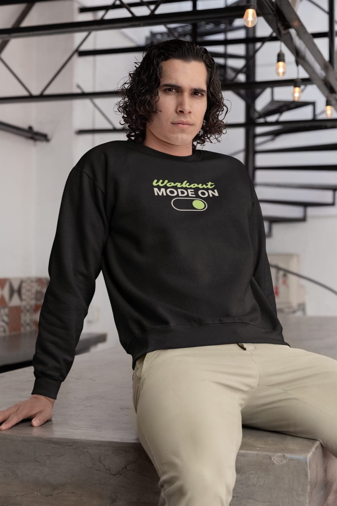 Workout Sweatshirt – 100% Cotton, Bio-Washed Premium Sweatshirt Print by dudle