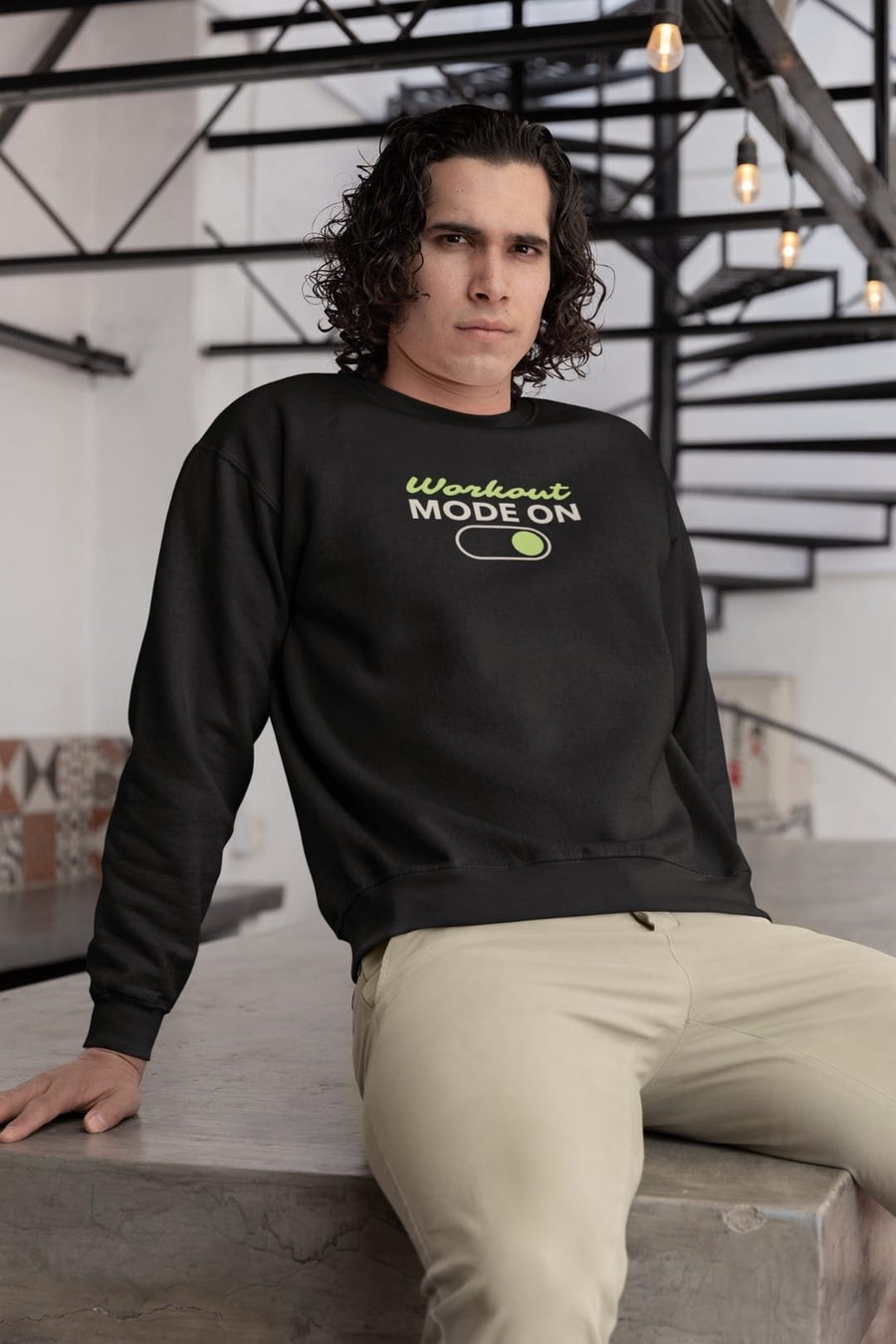 Workout Sweatshirt – 100% Cotton, Bio-Washed Premium Sweatshirt Print by dudle