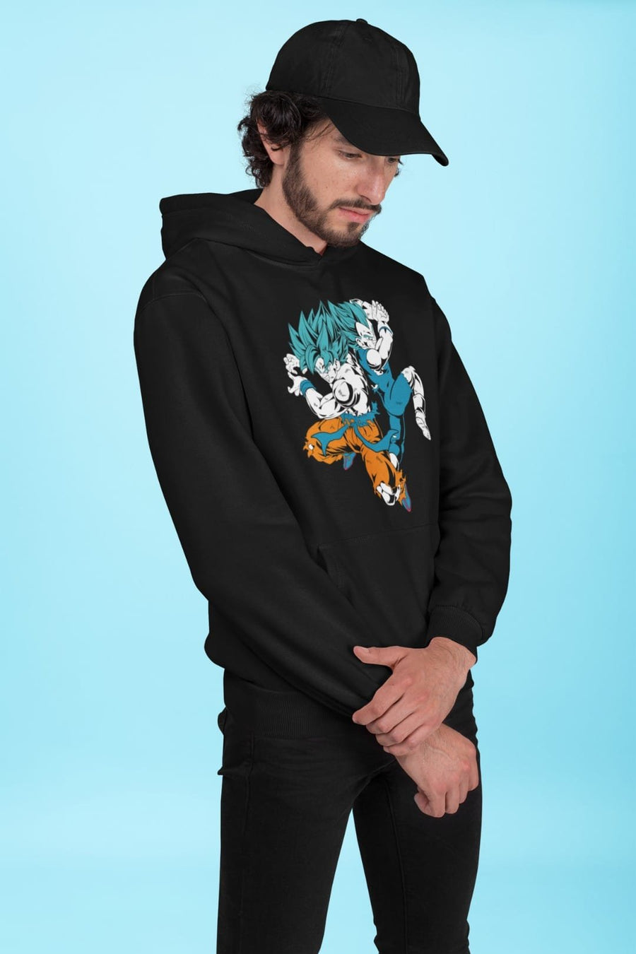 Goku & Vegeta Blue Saiyan Hooded Sweatshirt – Black