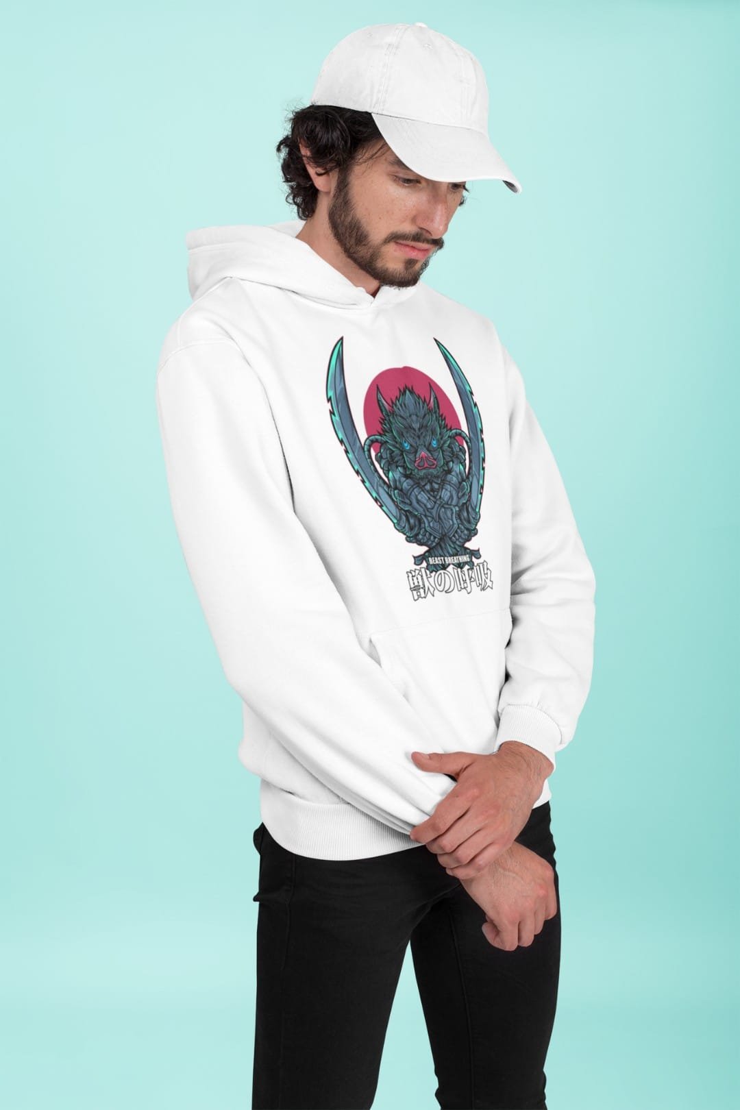 Inosuke Hooded Sweatshirt – Black & White