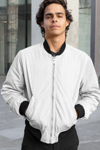 Unisex White Color Bomber Jacket