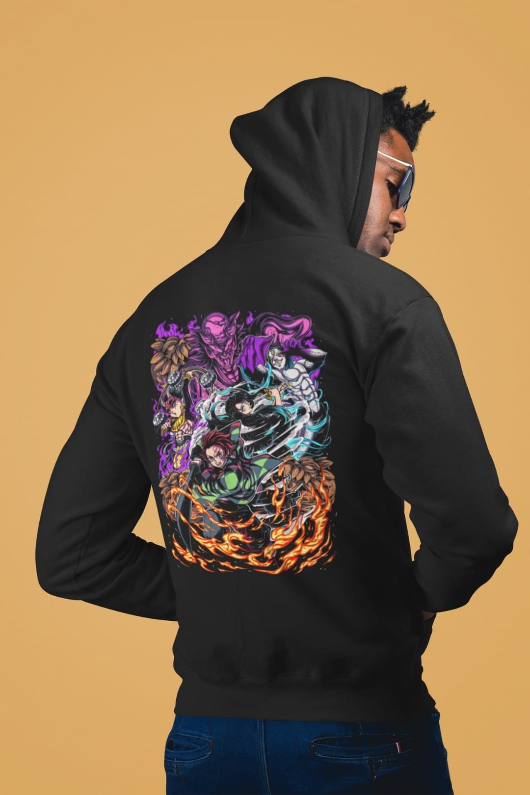 Tanjiro & Muichiro Hooded Sweatshirt – Black