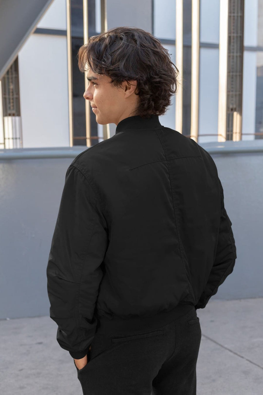 Unisex Black Color Bomber Jacket