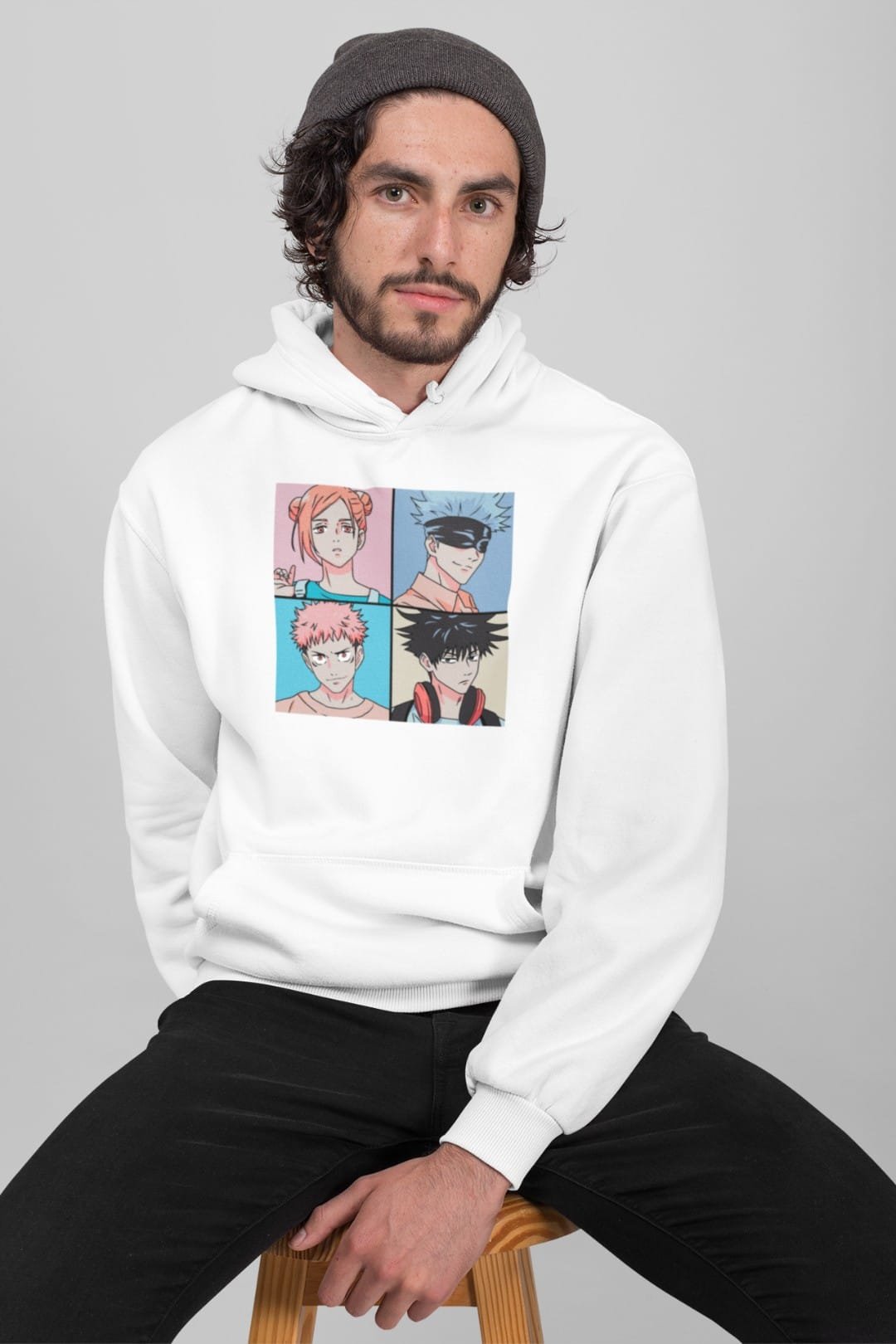 Team Jujutsu Hooded Sweatshirt – Black & White