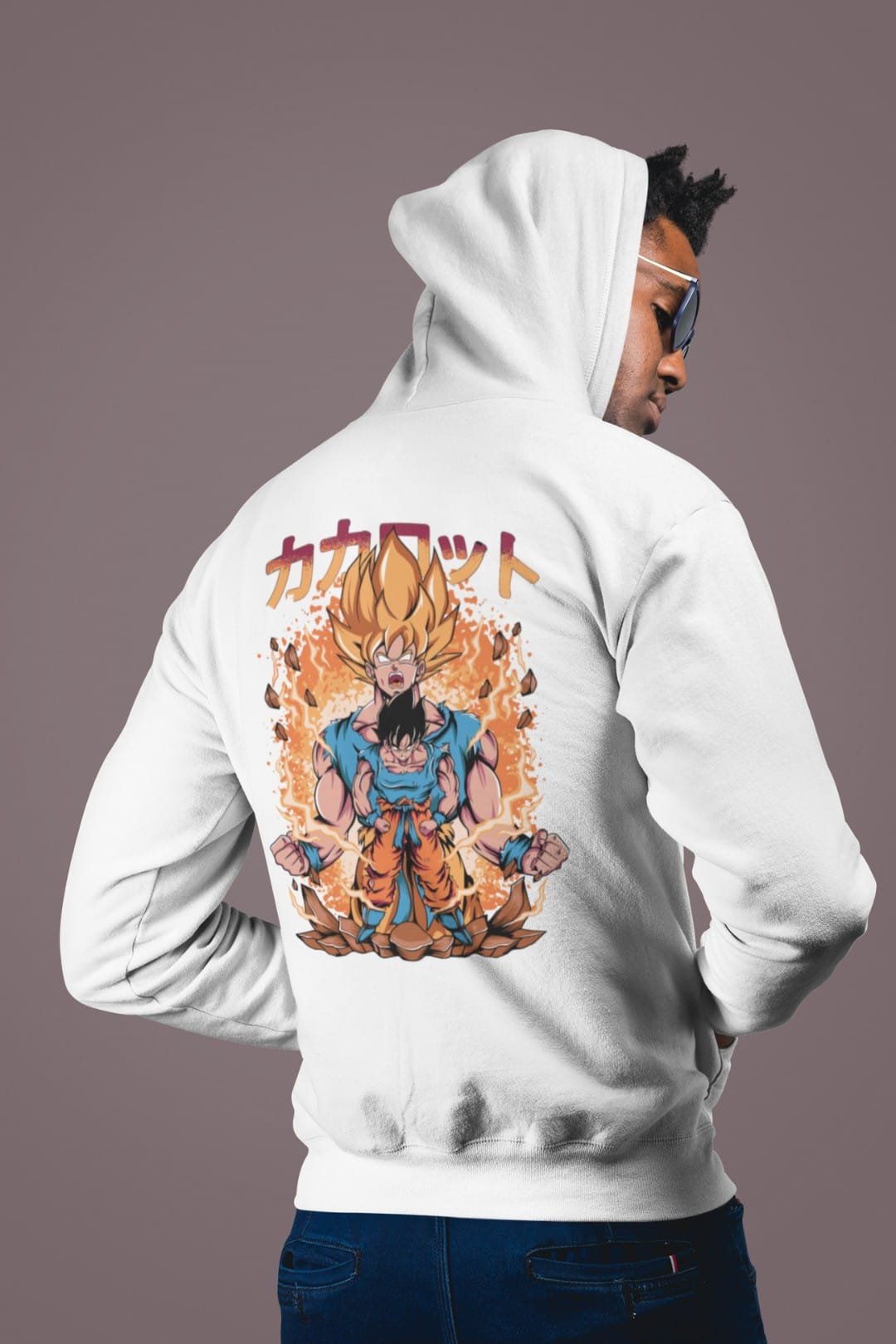 Goku Super Saiyan & Kid Goku Hooded Sweatshirt – White