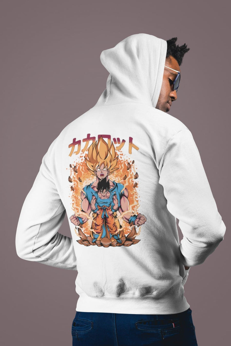 Goku Super Saiyan & Kid Goku Hooded Sweatshirt – White