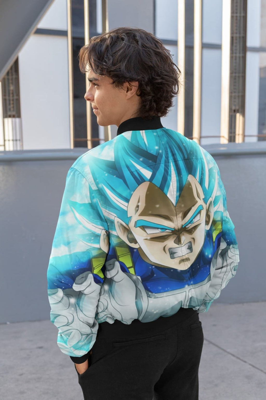 Vegeta Blue AOP Bomber Jacket for Men
