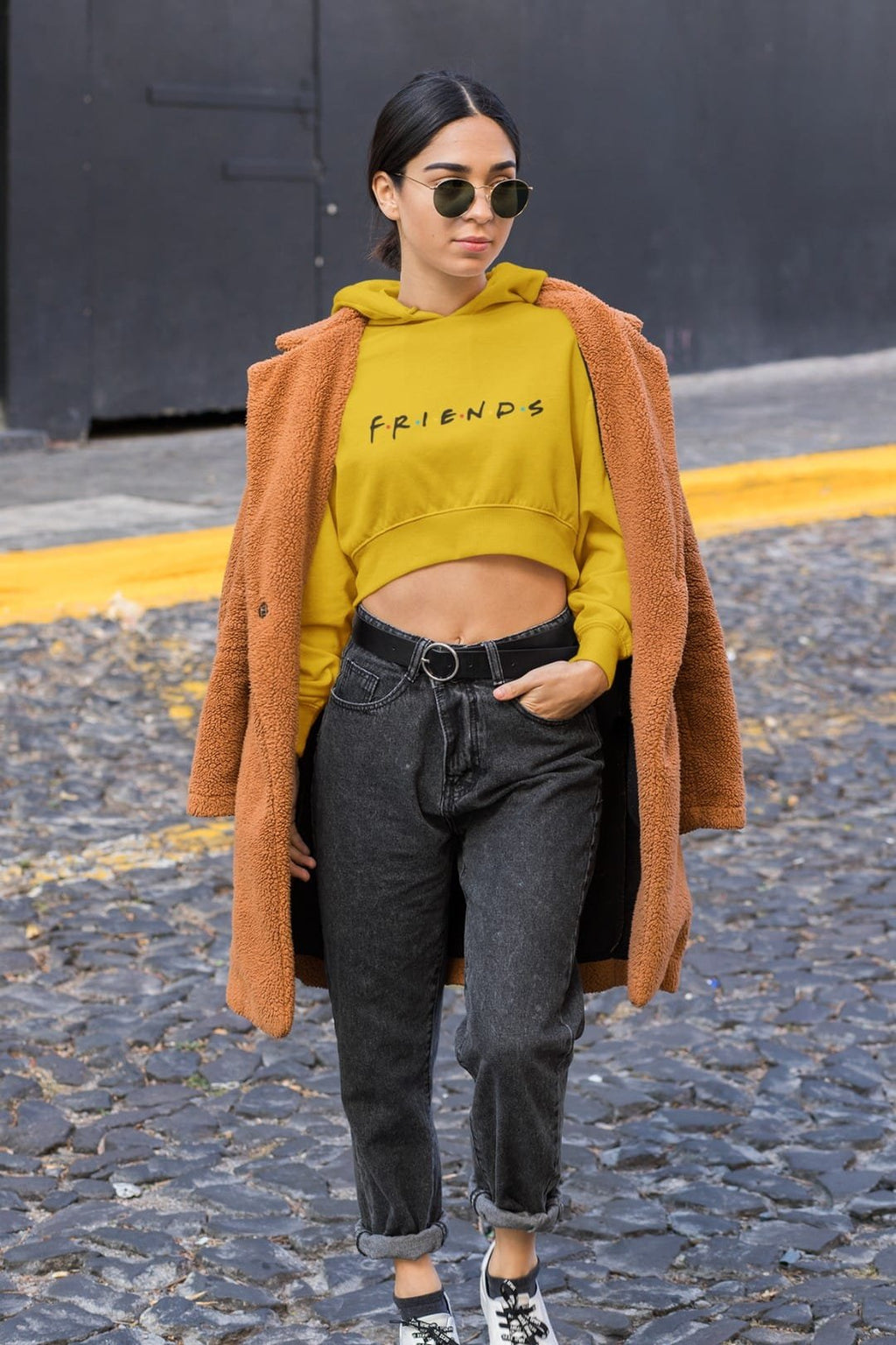 Women’s Cropped Hoodie with Friends Title Print – Trendy Cotton Hoodie
