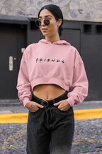 Women’s Cropped Hoodie with Friends Title Print – Trendy Cotton Hoodie