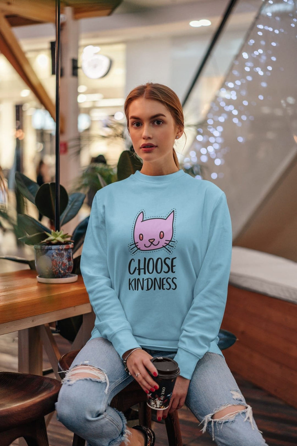 “Choose Kindness” Women’s Sweatshirt – 100% Cotton, Bio-Washed Premium Sweatshirt by dudle