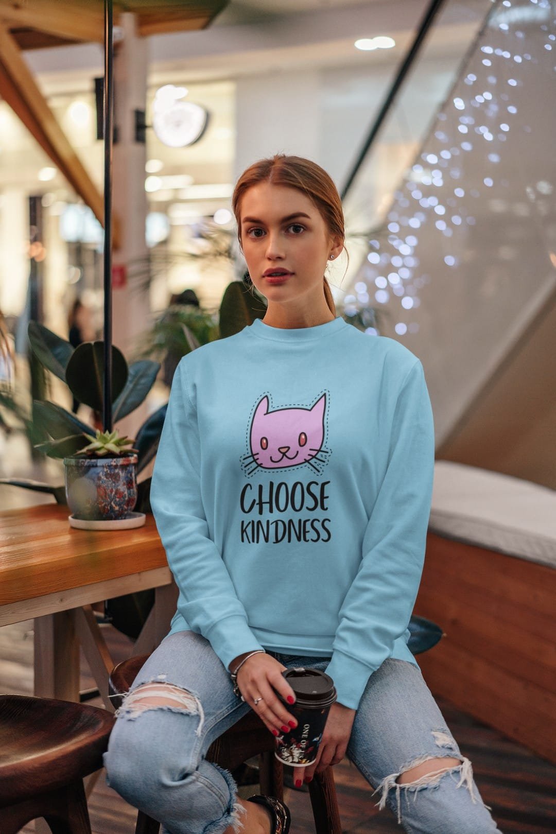 “Choose Kindness” Women’s Sweatshirt – 100% Cotton, Bio-Washed Premium Sweatshirt by dudle