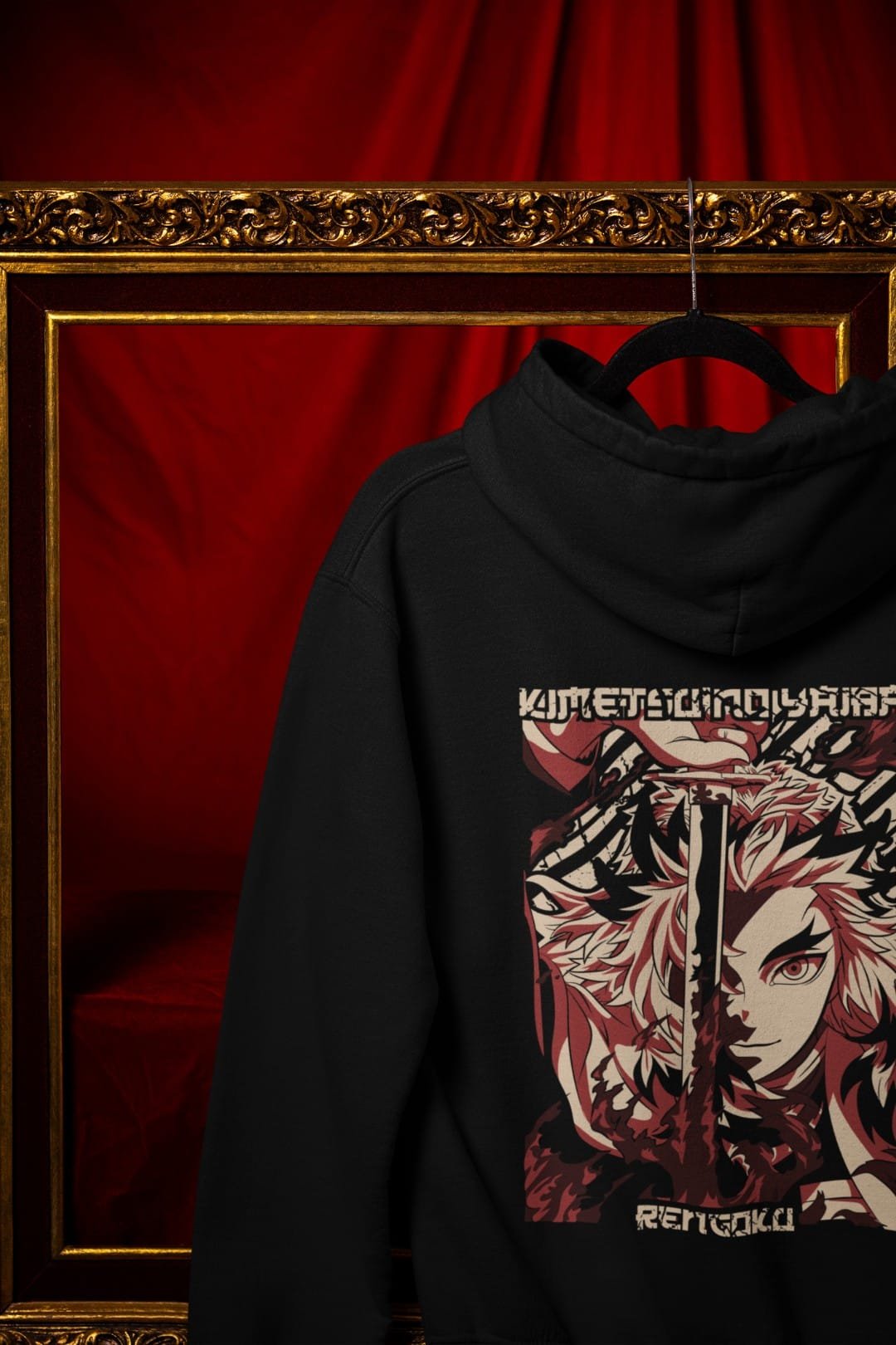 Flame Hashira Rengoku Hooded Sweatshirt – Black