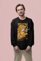 Zenitsu Black Sweatshirt – Demon Slayer 100% Cotton Bio Washed Apparel