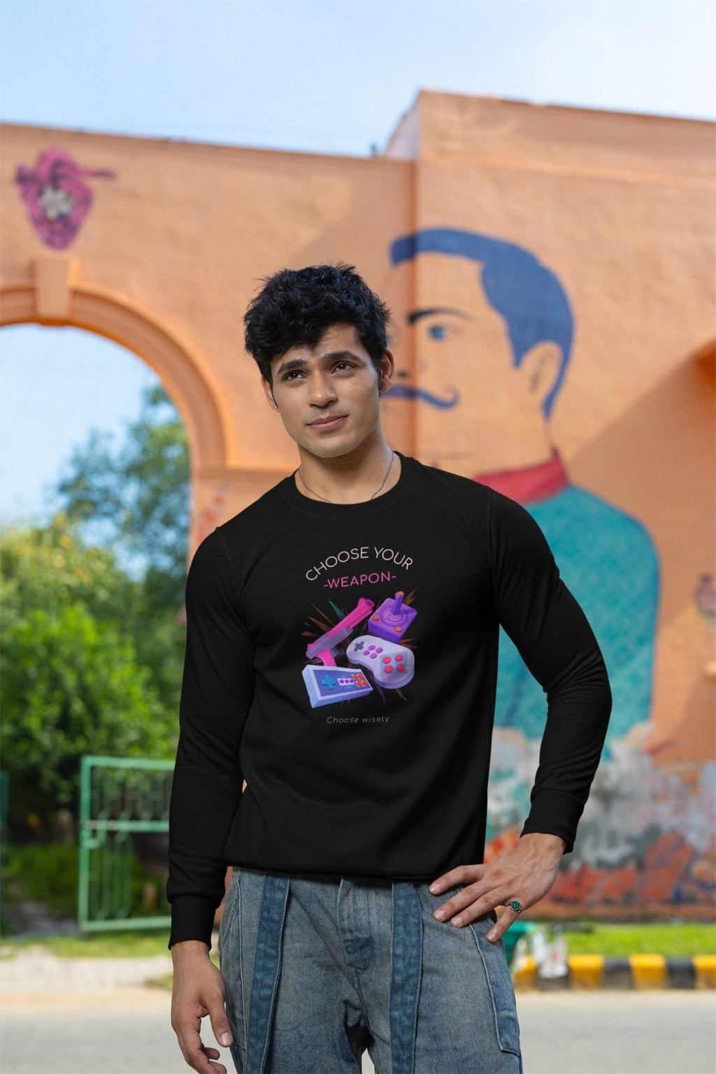 Choose Your Weapon Gaming Sweatshirt – 100% Cotton Bio-washed Black Gamer Apparel