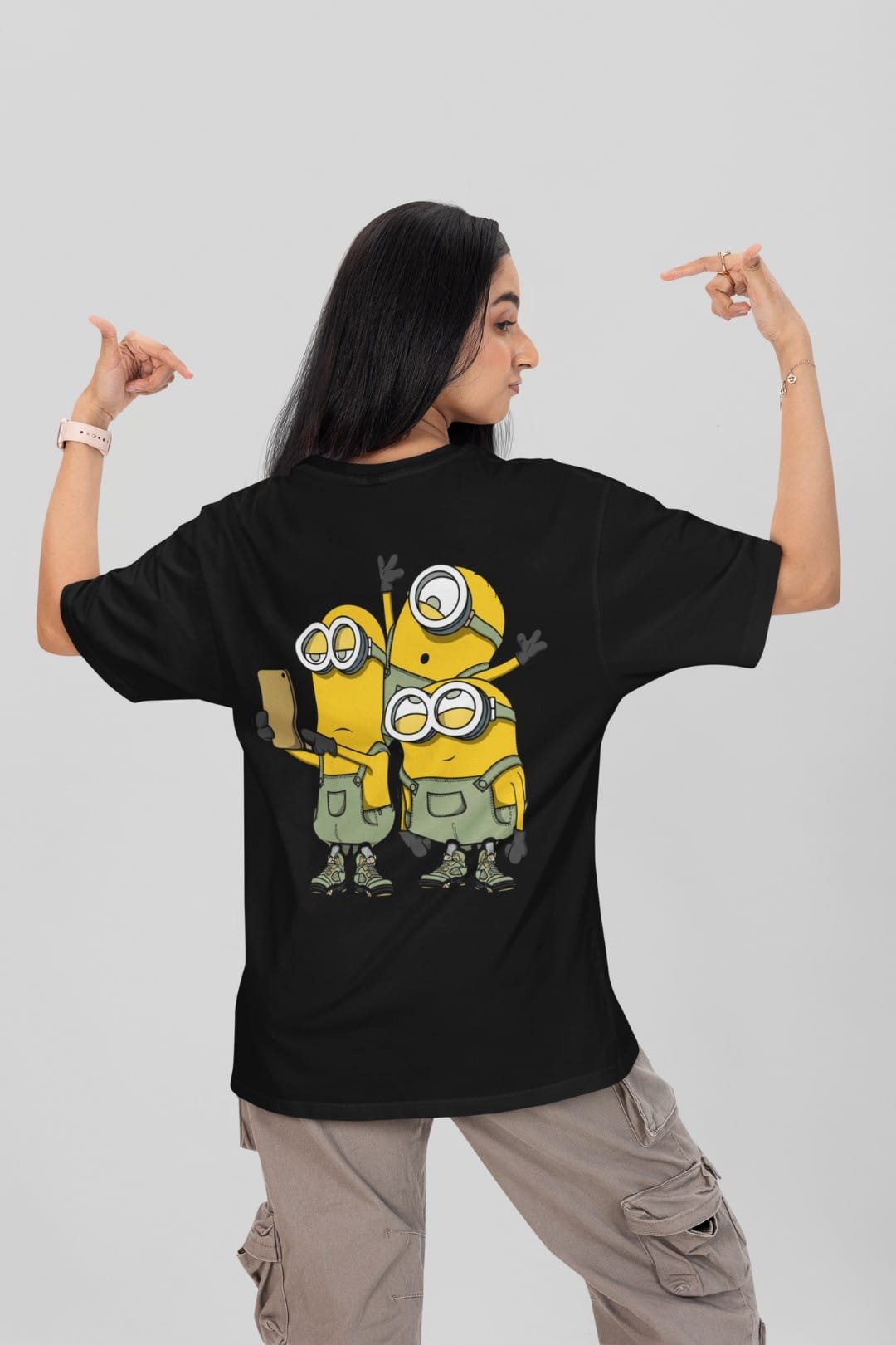 Black Minions Oversized T-Shirt for Women