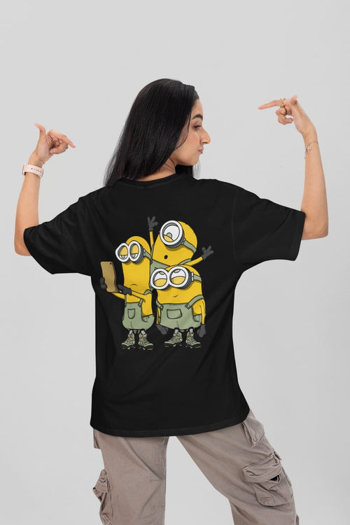 Black Minions Oversized T-Shirt for Women