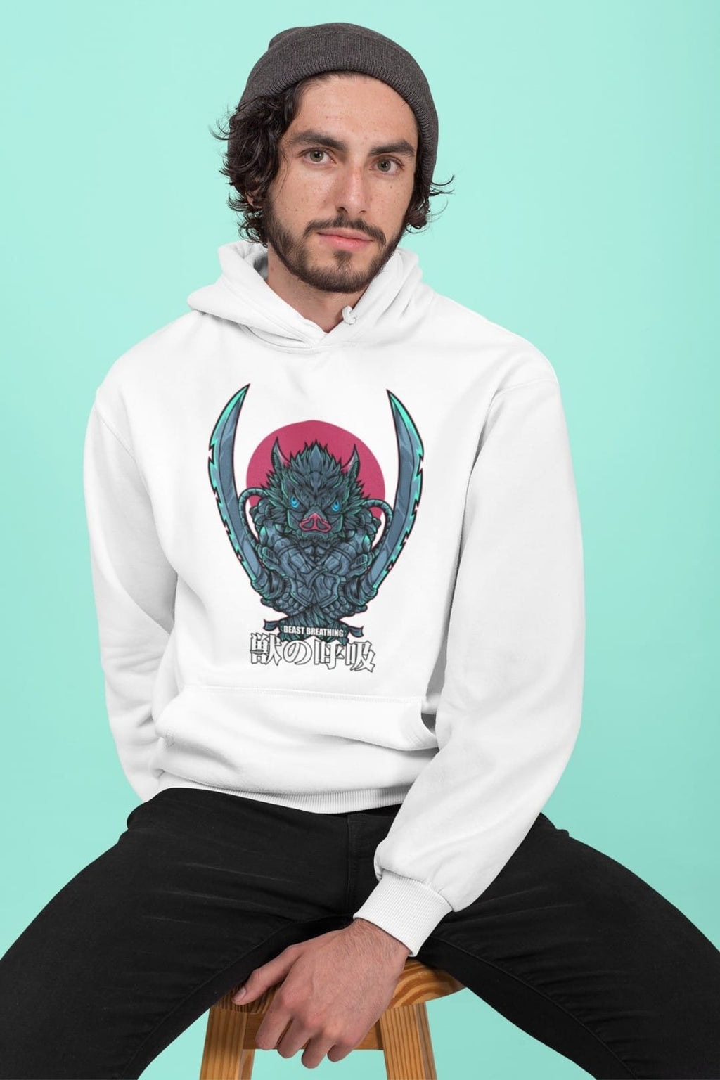 Inosuke Hooded Sweatshirt – Black & White