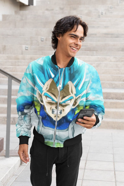 Vegeta Blue AOP Bomber Jacket for Men