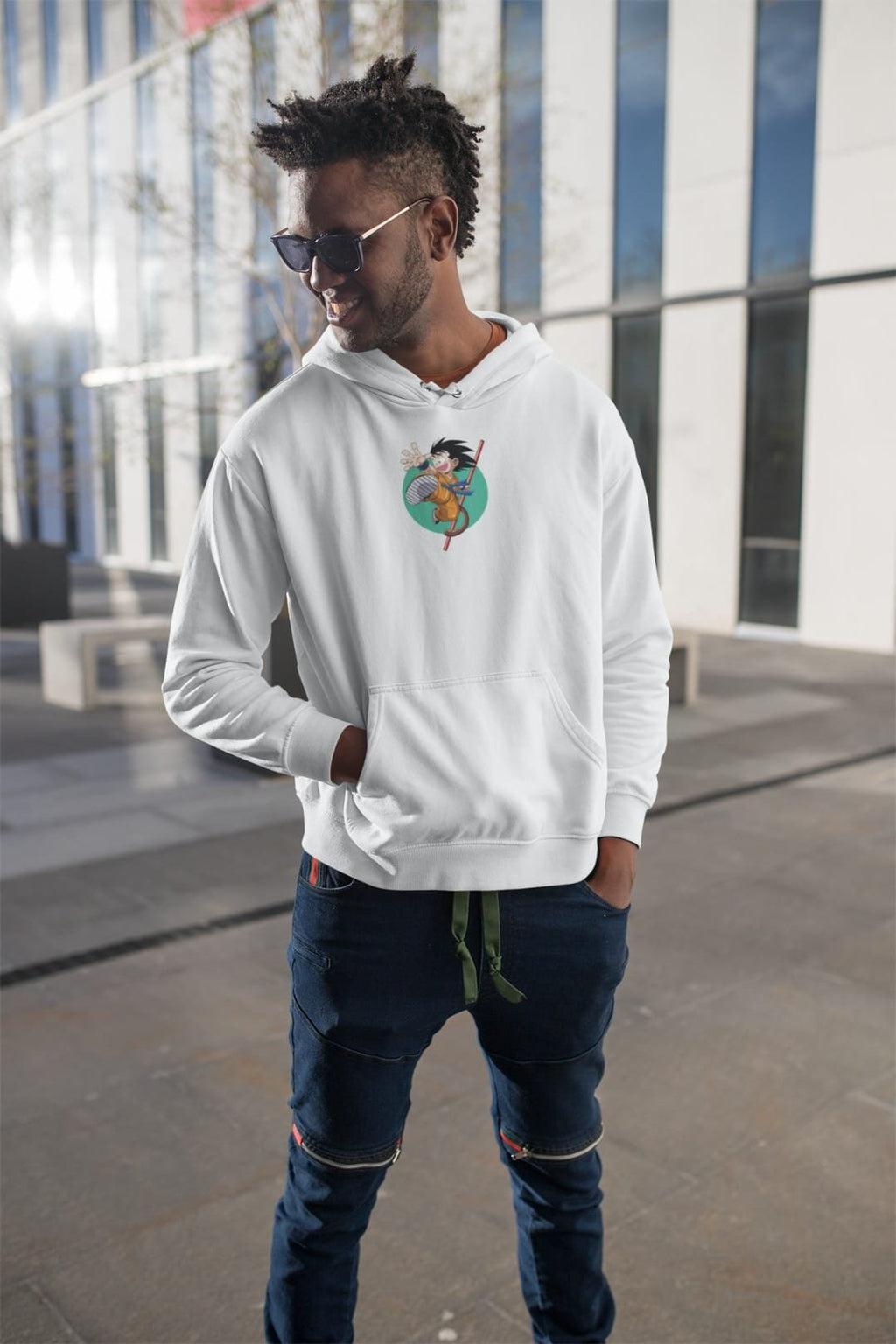 Goku Super Saiyan & Kid Goku Hooded Sweatshirt – White