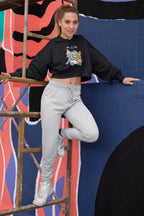 Women’s Black Cropped Hoodie with Tom & Jerry “You & Me” Print – Trendy Cotton Hoodie