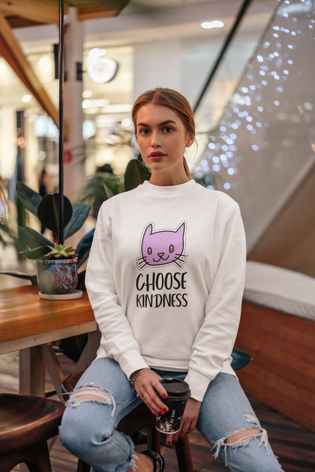 “Choose Kindness” Women’s Sweatshirt – 100% Cotton, Bio-Washed Premium Sweatshirt by dudle