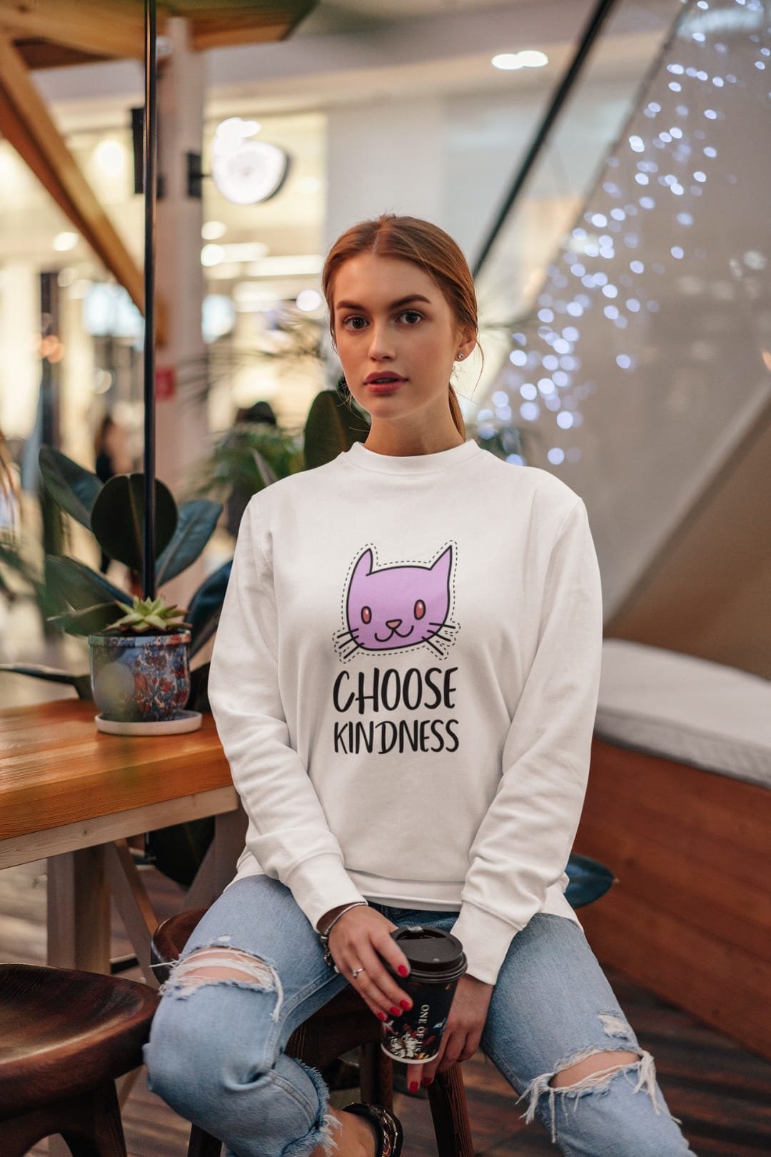 “Choose Kindness” Women’s Sweatshirt – 100% Cotton, Bio-Washed Premium Sweatshirt by dudle