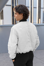 Unisex White Color Bomber Jacket